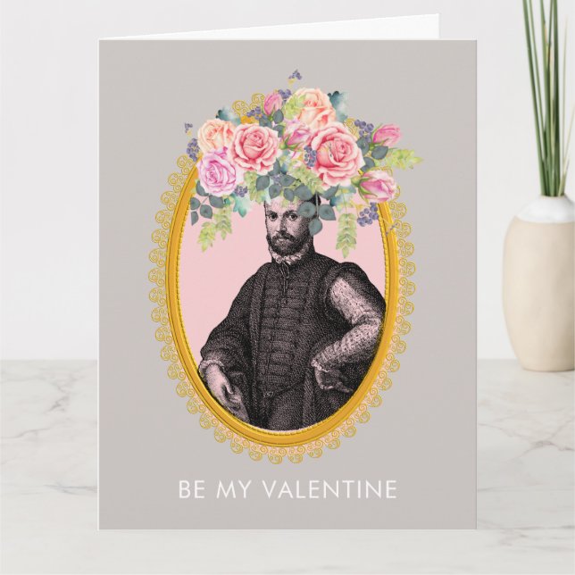 BE MY VALENTINE Coola-Blommigt Tack Kort (Framsida)