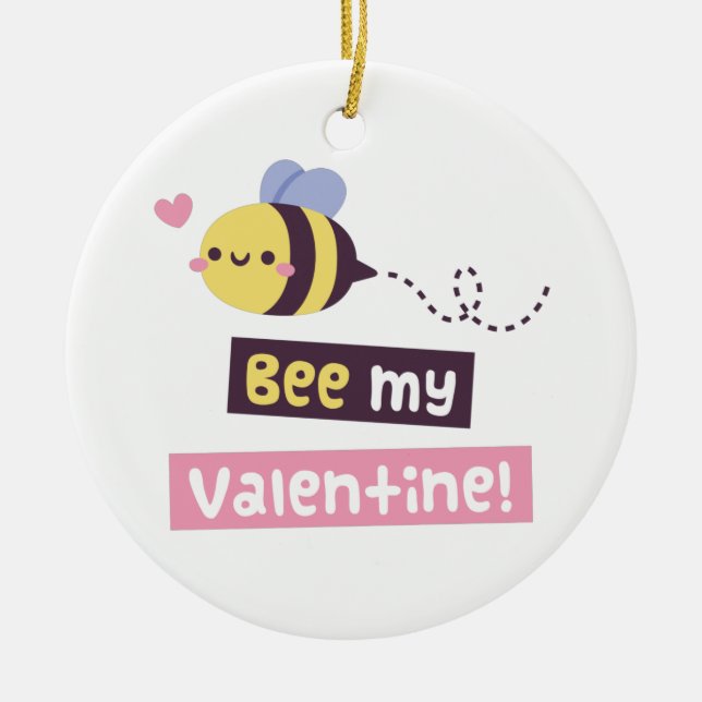 Be My Valentine, Cute Kärlek Pun-bekännelse Julgransprydnad Keramik (Framsidan)