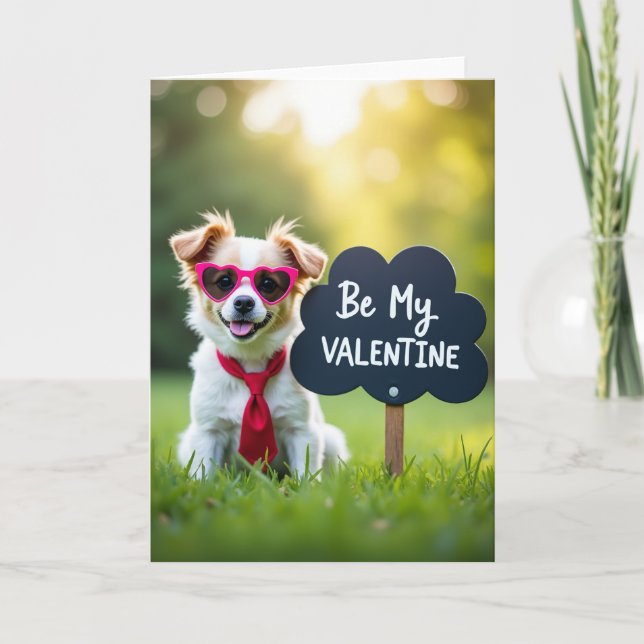 Be My Valentine Dog Card Kort (Framsida)