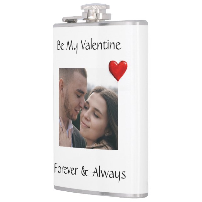 Be My Valentine Flask Custom Vinyl Wrap with Photo Fickplunta (Vänster)