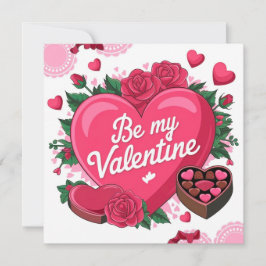 Be my Valentine floral Julkort