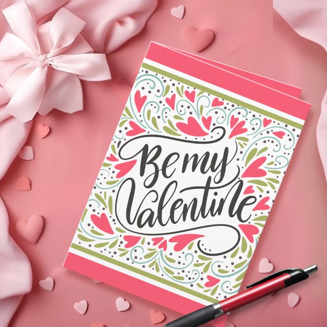 Be My Valentine Folded Valentine's Day Greeting  Kort (Skapare uppladdad)