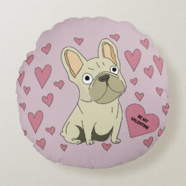 Be my Valentine, French Bulldog Rund Kudde