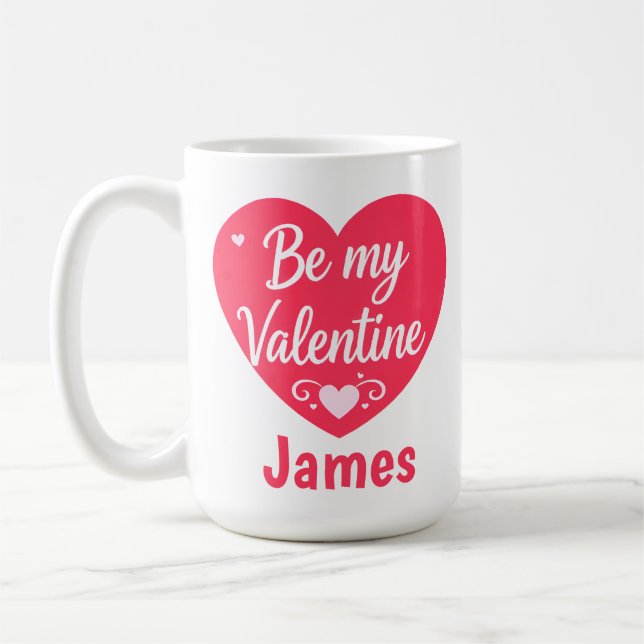 Be my Valentine Heart personalized Kaffemugg (Vänster)