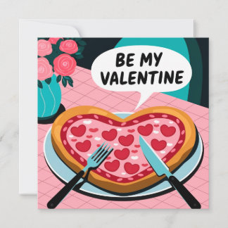 Be my Valentine Heart Pizza Julkort