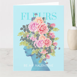 BE MY VALENTINE Himlar Blue Blommigt Card Tack Kort