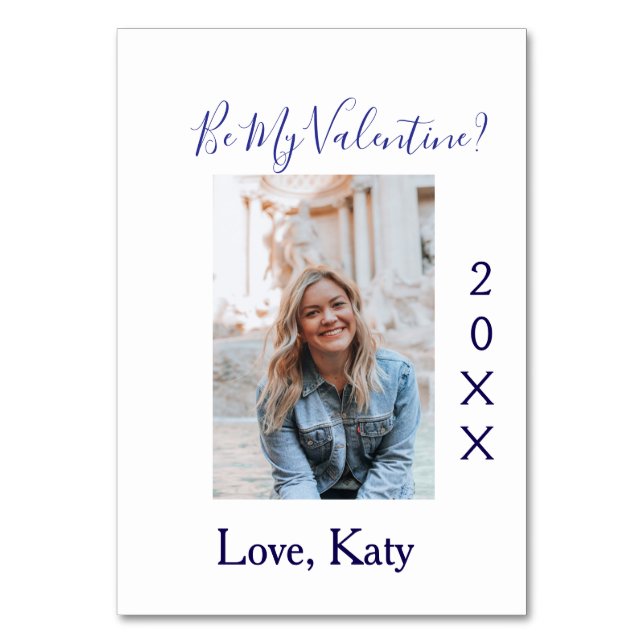 Be my valentine love name purple year photo simple bordsnummer (Framsidan)