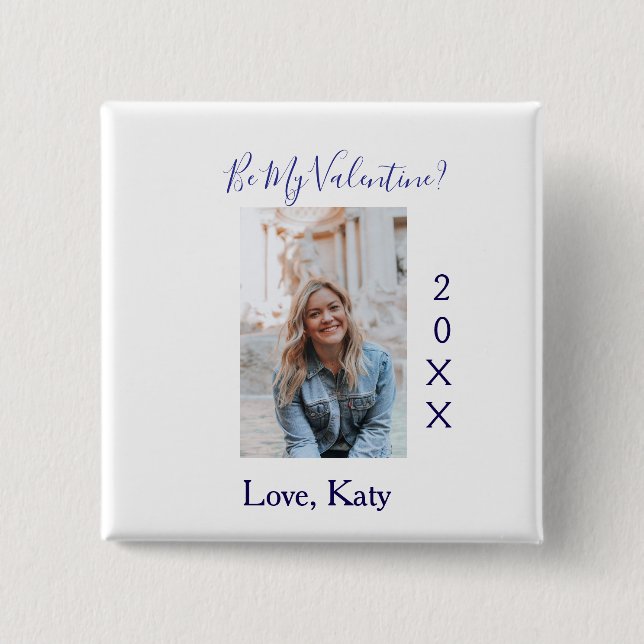 Be my valentine love name purple year photo simple knapp (Framsida)