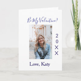 Be my valentine love name purple year photo simple kort