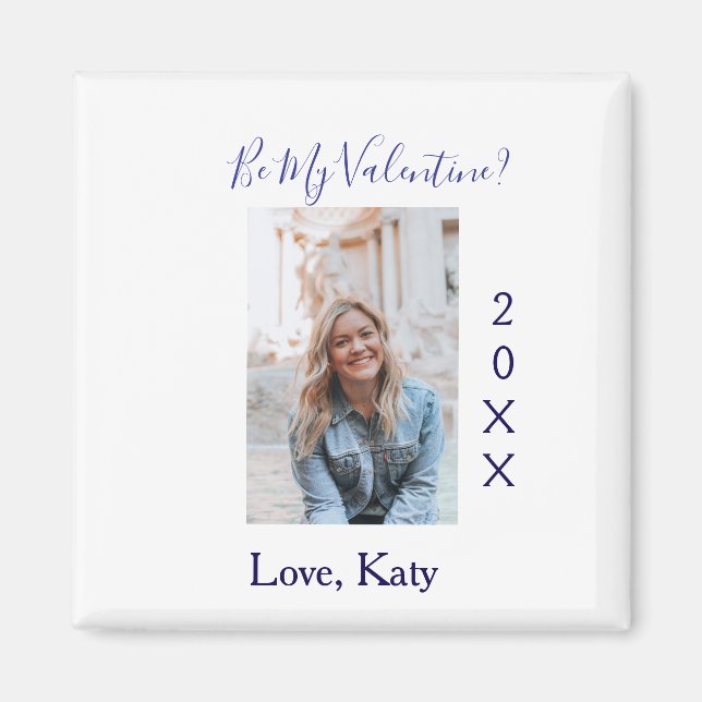 Be my valentine love name purple year photo simple magnet (Framsidan)