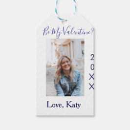 Be my valentine love name purple year photo simple presentetikett