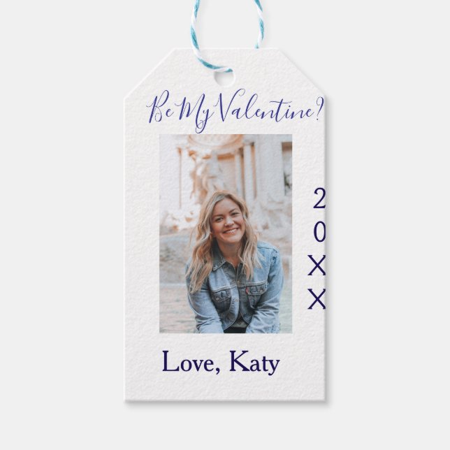 Be my valentine love name purple year photo simple presentetikett (Framsidan)