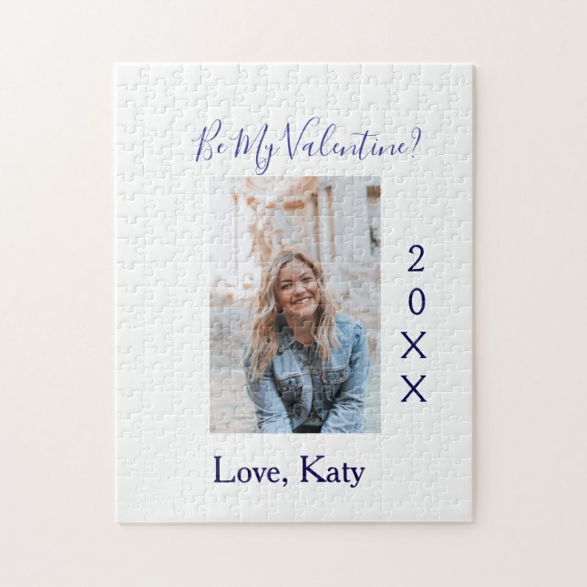 Be my valentine love name purple year photo simple pussel (Vertikal)