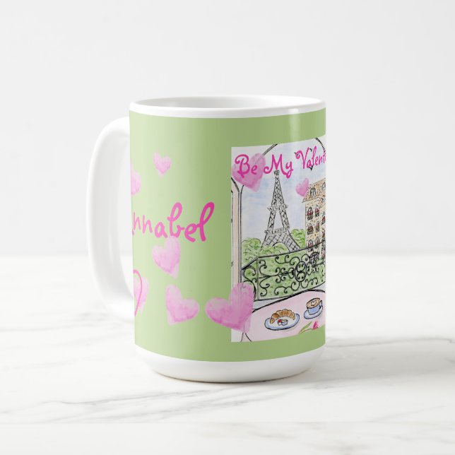 Be My Valentine Paris Eiffel Tower Personalize Kaffemugg (Framsida vänster)
