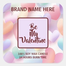 Be My Valentine Pastel Candle Soft Love Labels Fyrkantigt Klistermärke