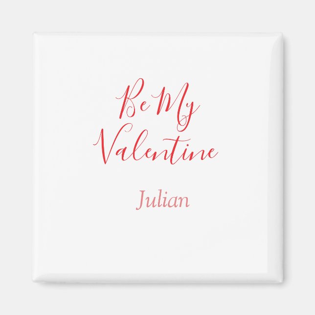 Be my valentine red name elegant love couple  magnet (Framsidan)