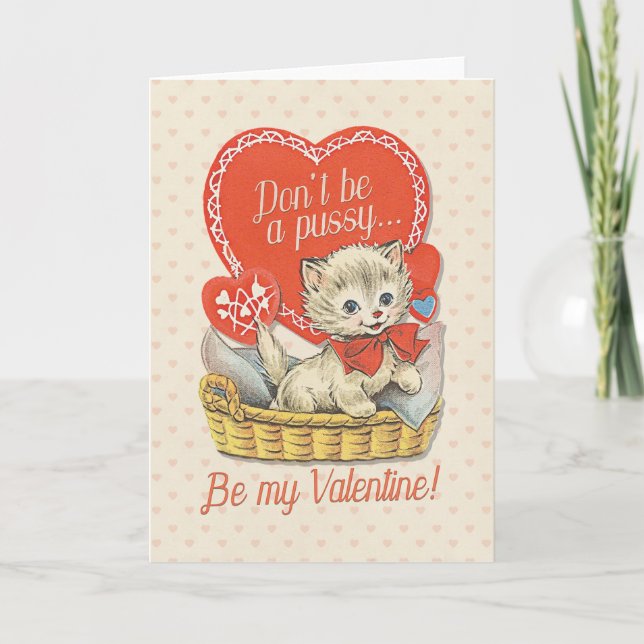 BE MY VALENTINE - Söt roligt Valentines-kort Helgkort (Framsida)