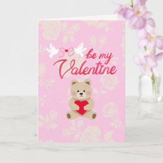 Be My Valentine Teddy Bear Valentine's Day Card Kort