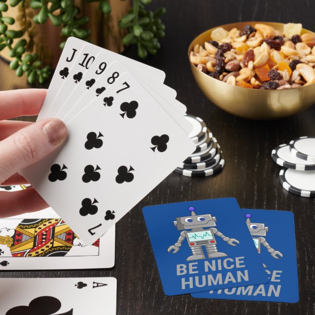 BE NICE HUMAN, gullig robot Casinokort (På plats)