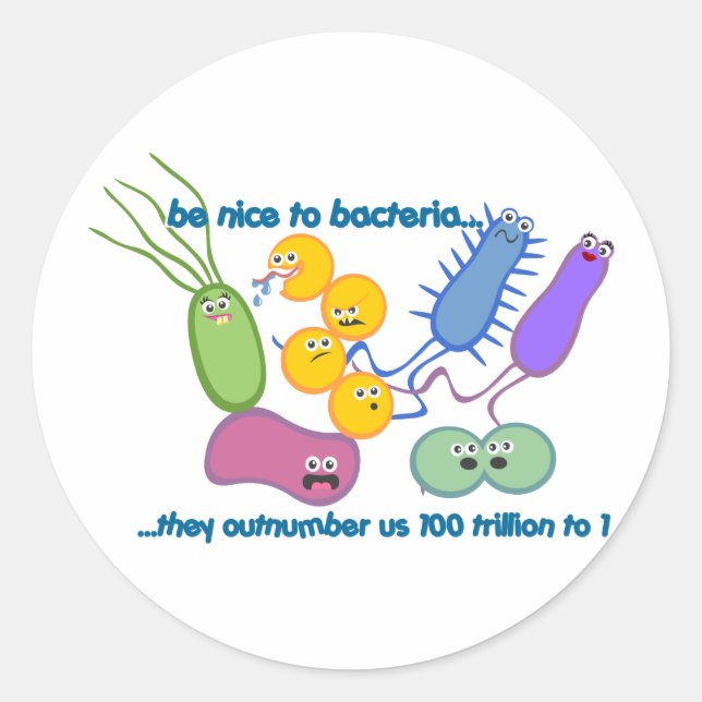 Be Nicer till Bacteria Runt Klistermärke (Framsida)