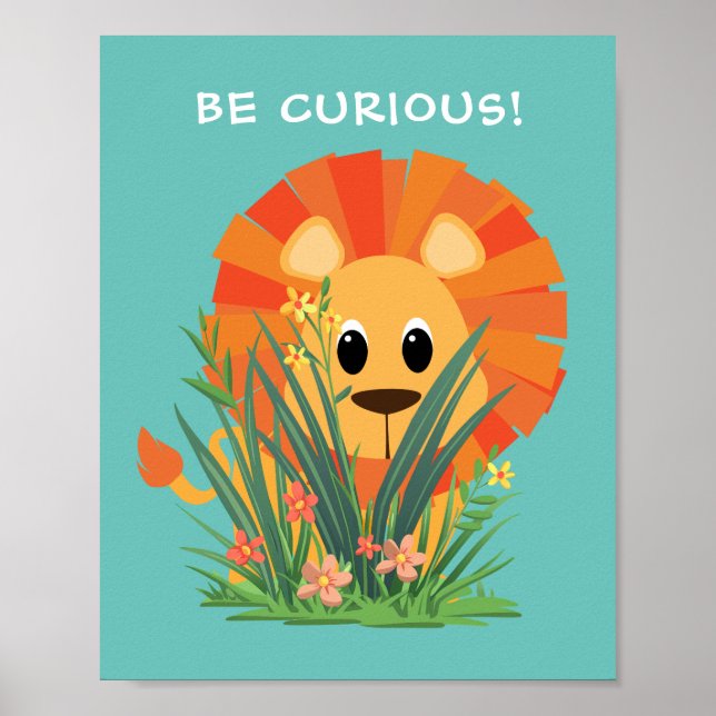 "BE NYFIKEN!" Lejont i Grass, Ditt meddelande elle Poster (Framsidan)