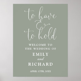 Be och förvara hälsningssignatur för Sage Grönt Br Poster