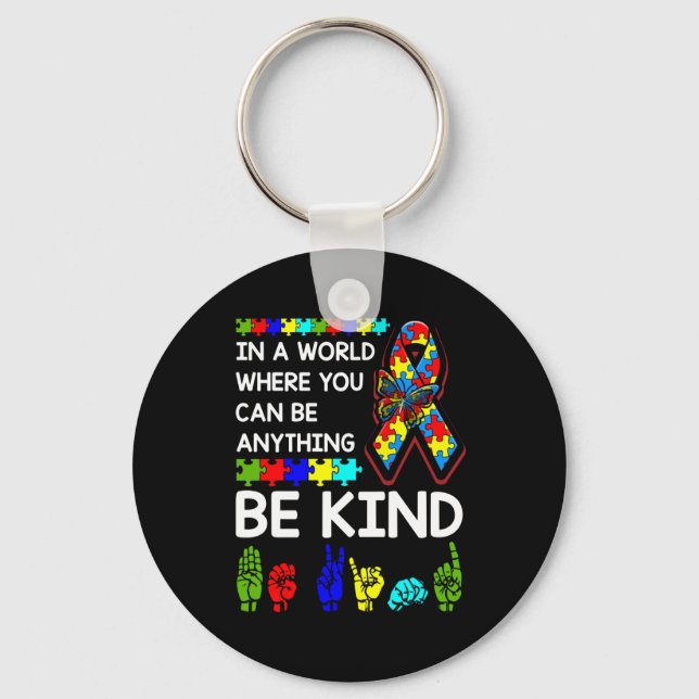 Be om autism Awareness ASL Mamma Lärare Kindness Nyckelring (Framsida)