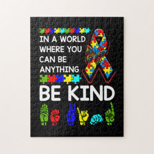 Be om autism Awareness ASL Mamma Lärare Kindness Pussel
