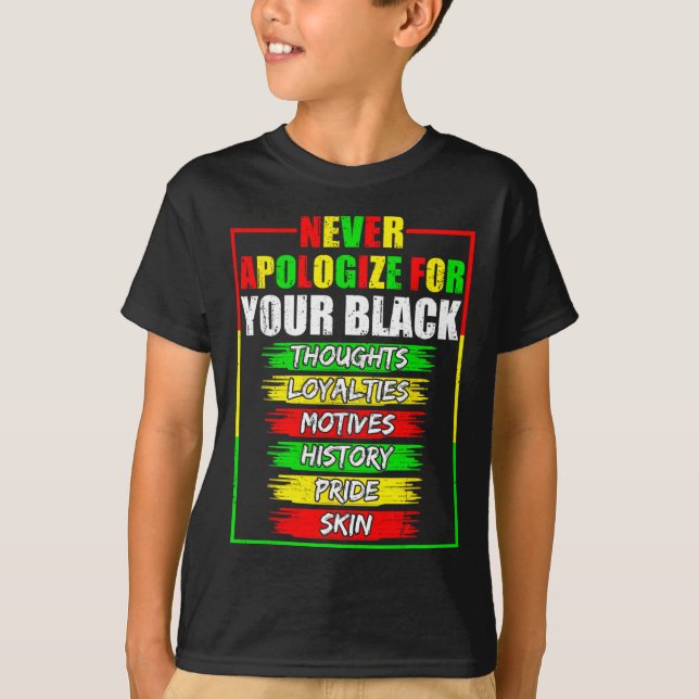 Be om ursäkt för din svarta historik i Blackness T Shirt (Framsida)