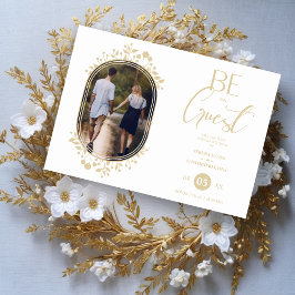 Be our Guest White Wedding Chic Floral Frame Photo Spara Datumet