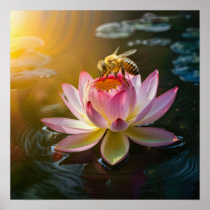 Be på Lotus Flower Poster