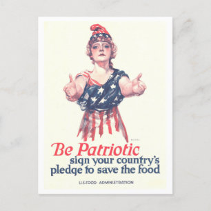 "Be Patriotic: Spara Food" WWI Poster vykort