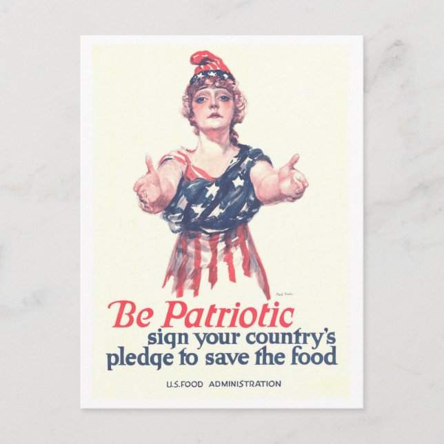 "Be Patriotic: Spara Food" WWI Poster vykort (Framsida)
