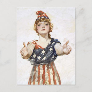 Be Patriotic vintage affisch Vykort