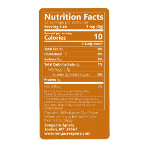Be Pollen Nutrition Facts Amber Label Fraktsedel