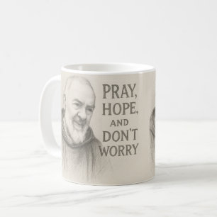 BE PRA FÖRHAFFA DIG INTE St. Padre Pio Blommor Kaffemugg