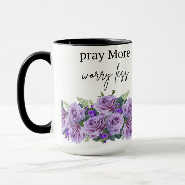 Be pra och oroa dig mindre mugg/inspirerande kaffe mugg (Vänster)