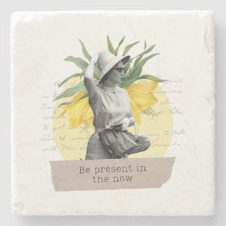 "Be present in the now" coaster Stenunderlägg