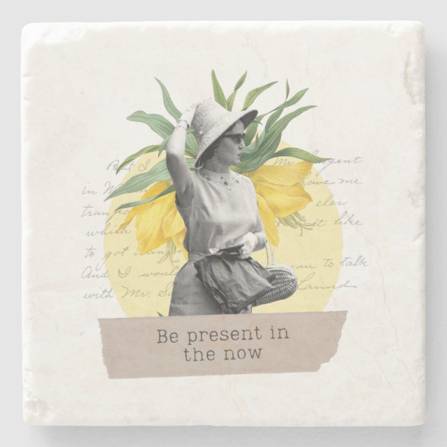"Be present in the now" coaster Stenunderlägg (Framsidan)