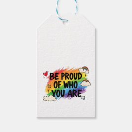 Be Proud of Who You Are Rainbow Quote lgbtq+ Presentetikett