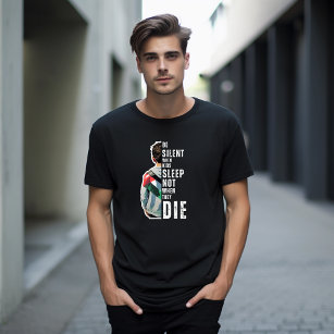 BE SILENT Svart t-shirt för människa