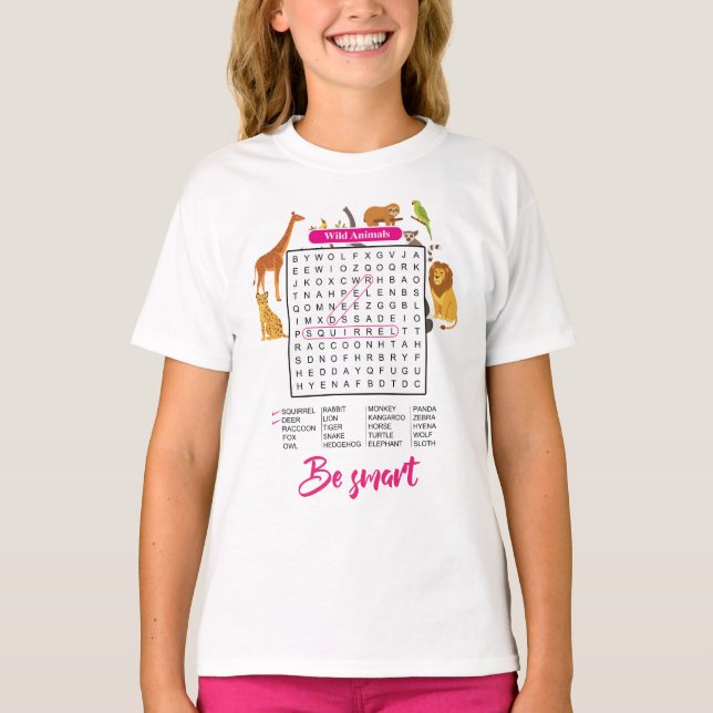 Be Smart for Clever Girls,Educational Word Search  T Shirt (Framsida)