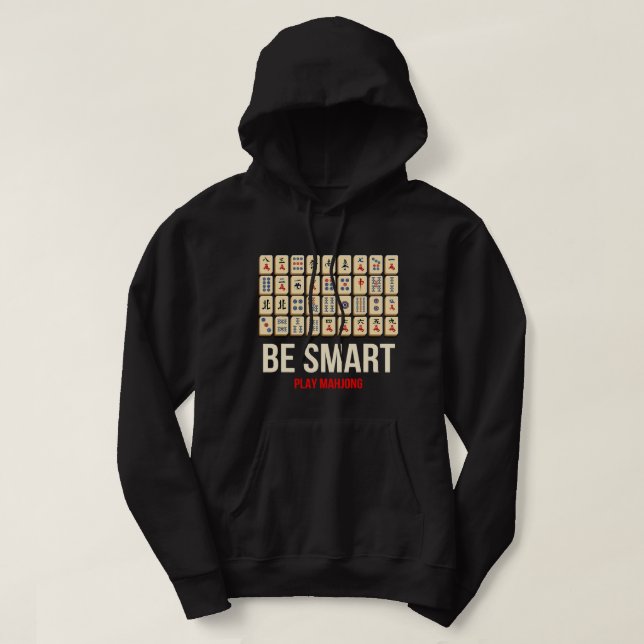 Be Smart Play Mahjong Illustration Novelty Graphic Hoodie (Design framsida)
