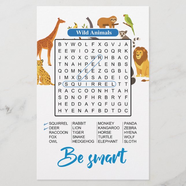 Be Smart – Wild Animals Word Search (Framsida)