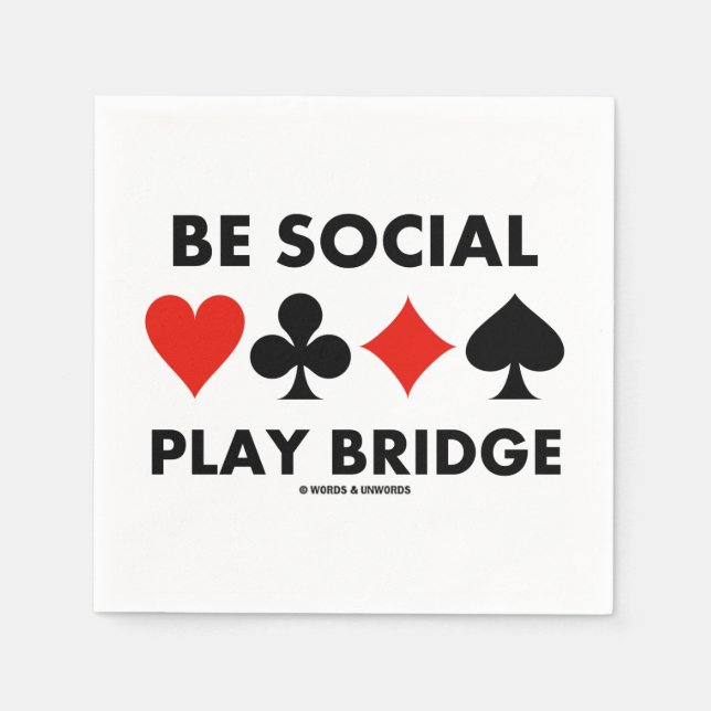 Be Social Play Bridge-Kostym-råd med fyra kort Pappersservett (Framsidan)
