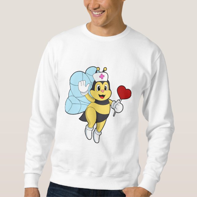 Be som sjuksköterska med Heart.PNG Lång Ärmad Tröja (Framsida)