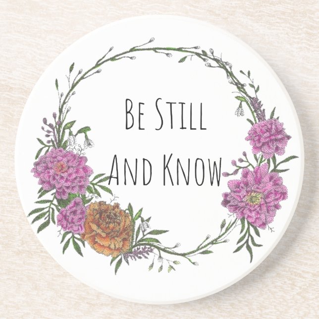 Be Still and Know Sandstone Coaster Underlägg (Framsidan)