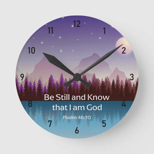 Be Still and Know that I Am God Psalm Bible Verse Rund Klocka (Framsida)