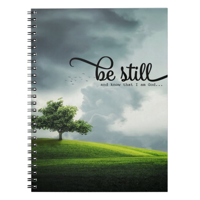 "Be still" bibel-Qoute Anteckningsbok (Framsidan)