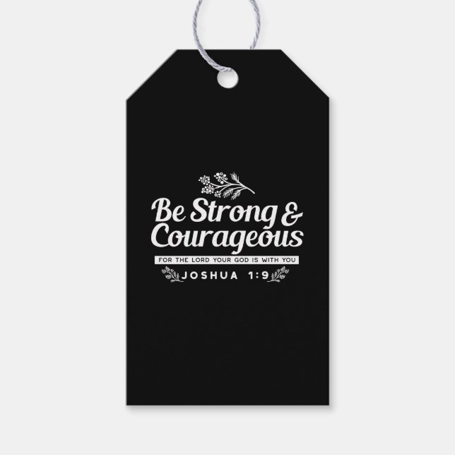 Be Strong and Courageous – Joshua 1:9 Bible Verse  Presentetikett (Framsidan)